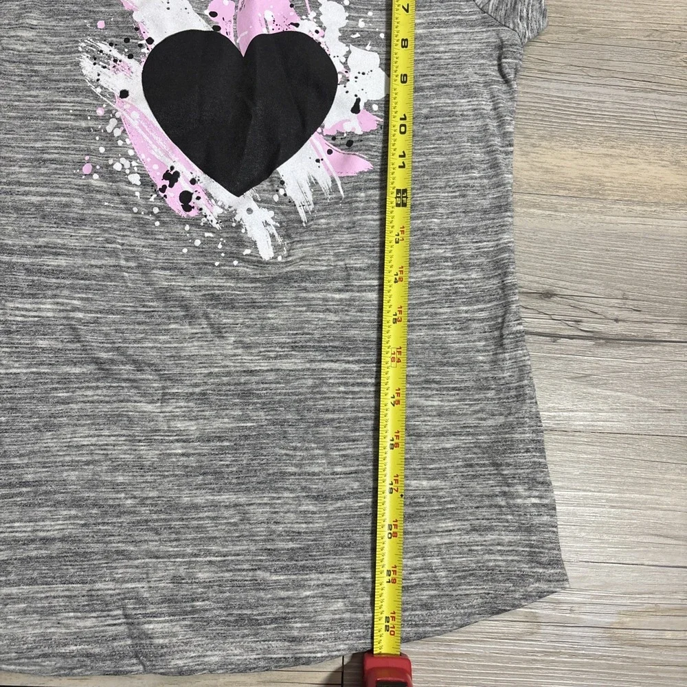 5/$20! Justice Girls Gray‎ Heart Tee Shirt Black Pink White